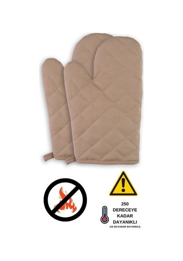 Yanmaz Ve Isıya Dayanıklı Fırın Eldiveni 2 Eldiven Cappucino