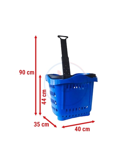 40 Lt Teleskopik Saplı Plastik Alışveriş Sepeti - Market El Sepeti
