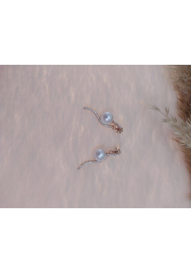 Hdmarketim Swarovski Taşlı İncili Doğa Temalı Küpe Çok Renkli