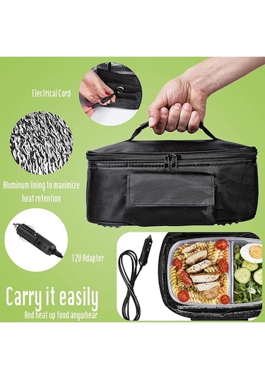 Sones Mzl005 12v Gıda Isıtıcıları Elektrikli Isıtıcı Öğle Yemeği Kutusu Konteyneri Siyah