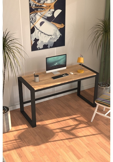 Dekopratikmarsilya Çalışma Masası Bilgisayar Masası Ofis Masası 122x55 Atlantik Çam Atlantik Çam  -  Siyah