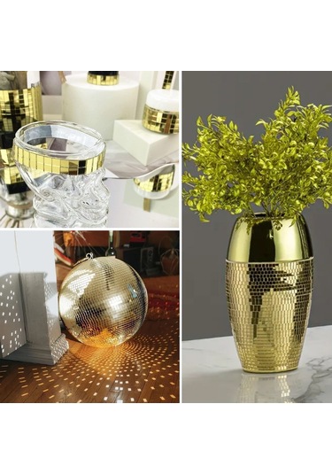 Büro Ev Ofis Atölye İçin 4x100cm Golden Aynalı Mozaik Taşlı Dekor Bandı Diğer