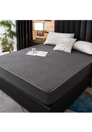 Novahub Siyah Su Geçirmez Kapitone Yatak Örtüsü - Toz Geçirmez, Kaymaz, Nefes Alabilir, 90x200x25cm Yatak Kapak Siyah