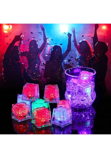 12 Adet Led Işıklı Buz Küpü Led Light Ice Cube Renkli Led Işıklı Vıp Kalite Buz Küpü Club Işıkları