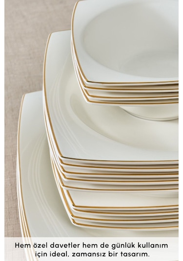 Karaca  Square Bone Mensa 24 Parça 6 Kişilik Yemek Takımı Gold