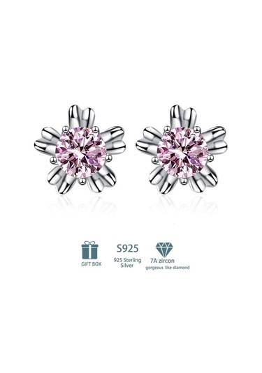 Pembe Tancise Klasik 925 Ayar Gümüş Pembe Sarı 7a Zirkon Küpe Damla Küpe Kadınlar İçin Düğün Parti Hediyeleri H