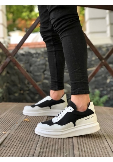 Ba0238 Boa Yüksek Taban Beyaz Siyah Bağcıklı Erkek Ayakkabı Çok Renkli