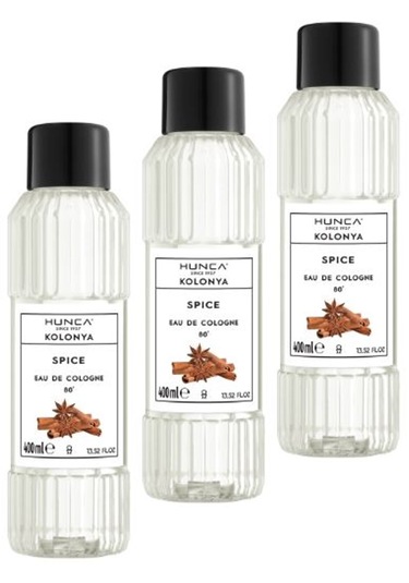 Hunca Tarçın Kolonyası 400 Ml Ferahlatıcı Baharatlı Koku, Kalıcı Etki 3 Adet