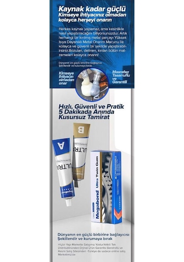 Megabond 2+1 Pk. Çift Karışım Soğuk Kaynak Macun Yapıştırıcı 60Gr