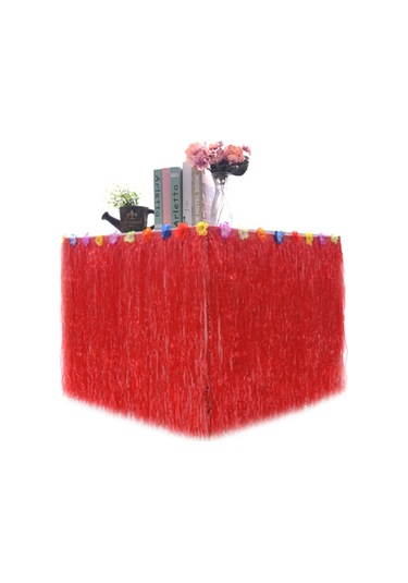 Sones Hawaii Masa Örtüsü Deniz Kenarı Partisi Şenlikli Pazar Masa Süslemeleri, Boyut: 276x30cm Kırmızı Kırmızı