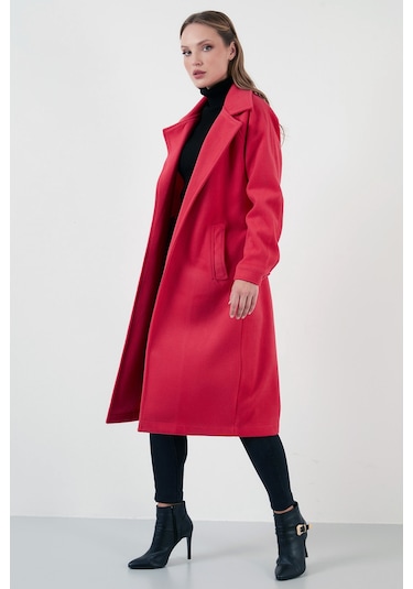 Lela Oversize Kemerli Cepli Kışlık Bayan Kaban 42190454 Fuşya