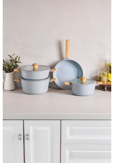 Danish Cook Grey İndüksiyon Tabanlı 7 Parça Tencere Seti Gri