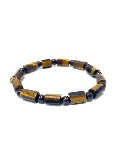 Sertifikalı Kaplan Gözü Ve Granat Lal Doğal Taş Bileklik Çok Renkli