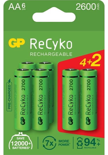 Gp Recyko 2700 Seri 2600 Mah Şarjlı Aa Kalem Pil 4+2