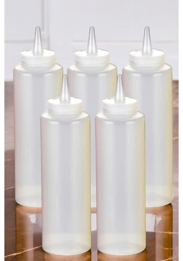 500 Ml. Fişek Sosluk Yağdanlık 5 Adet Şeffaf