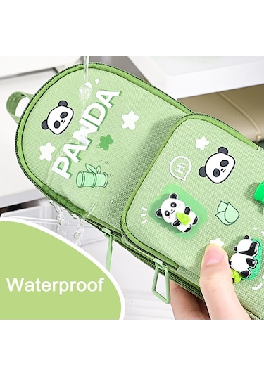 Mufunye Büyük Kapasiteli Kawaii Kalem Kutusu - Sevimli 3 Bölmeli Kırtasiye Düzenleyici, Siyah Siyah