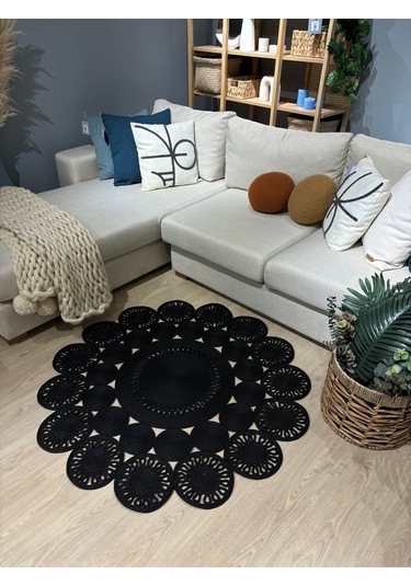 Marguerite Trikot Papatya Model Kilim Siyah