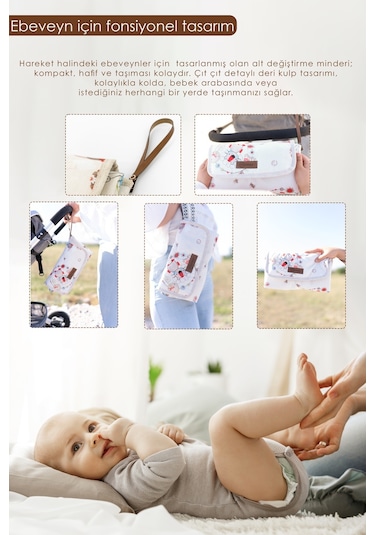 Mordesign Bebek Çanta Alt Açma Minderi, Alt Değiştirme Pedi, Taşınabilir Bakım Çantası, Animal Seri,