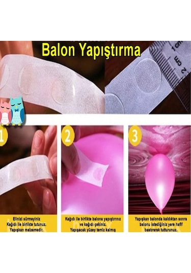 100 Ad Balon Yapışkanı. Balon Stickere. Çift Taraflı Bant