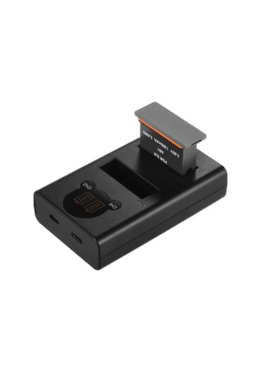 Pazly Çift Portlu Lcd Şarj Kiti - Djı Osmo Action İçin 1300mah Pil Ve Hızlı Şarj