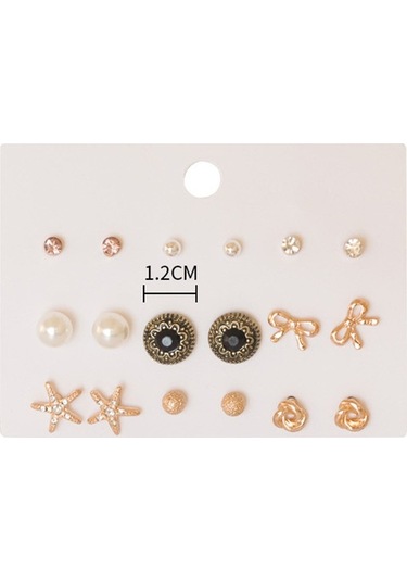 Flybuy Zarif Tasarım Tarzınızı Tamamlayın Şık Seti, Küpe İle Diğer Çift 9 Ft Çok Renkli