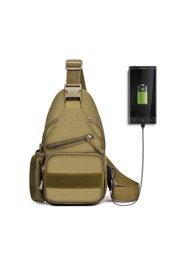Tongxida Outdoor Askeri Çanta Su Geçirmez, Usb Portlu, Cepli, Tek Omuzlu Göğüs Çantası Model 2 Çok Renkli
