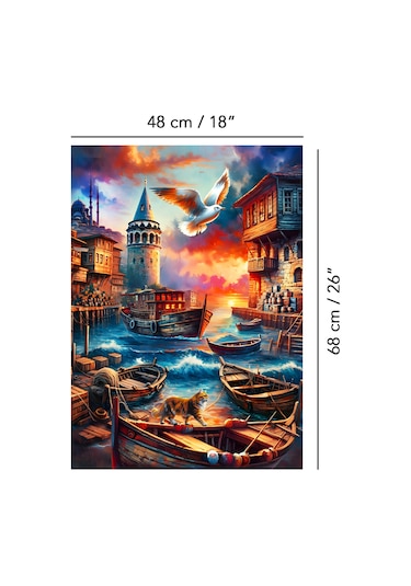 1000 Parça Evening In Galata Puzzle - Galata Kulesi Manzaralı Yapboz 68x48 Cm