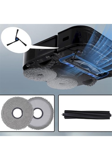 Xurunkeji Ecovacs Deebot X2 Omni Yedek Parçaları İçin Uyumlu Aksesuar Seti Ana Fırça, Yan Fırçalar, Filtreler, Paspaslar, Toz Torbaları
