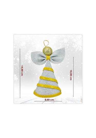 Yılbaşı Ağacı Simli Eva Külah Tepelik, 14cm X 9cm - Gümüş