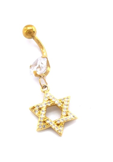 Ferizz Altın Kaplama Zirkon Taşlı Pentagram Piercing Prc-125 Altın