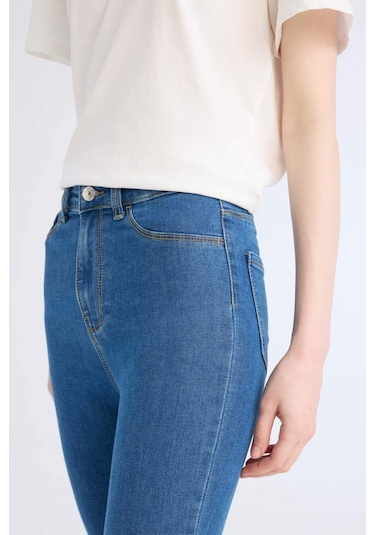 DeFacto -  Jegging Yüksek Bel Bilek Boy Dar Paça Basıc Jean Pantolon B7498AX24SP Mavi