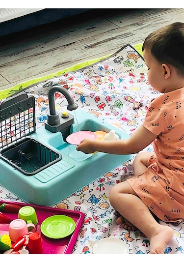 Yorni 145x100cm ,boyama,bebek Odası Halı Için Sıvı Geçirmez Oyun Örtü