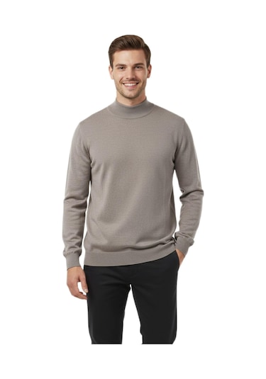 Raymons Erkek Yarım Balıkçı Yaka Regular Fit Kazak Bgl-st04954 Bej