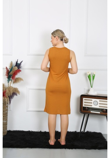 Akbeniz Kadın Kalın Askılı Penye Gecelik Hardal 14001-hardal Hardal