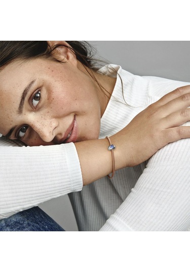 Nur Silver Mavi Kalp Detay Durdurucu Gümüş Charm Nur-bl10008