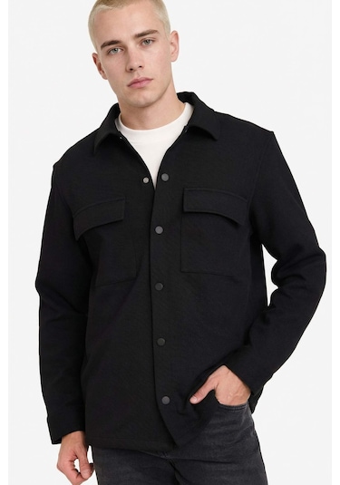 Defacto Regular Fit Twill Siyah Erkek Gömlek E7689ax/bk81 Siyah