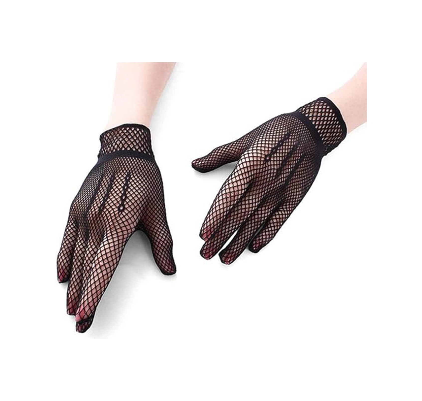 River World Parmaklı Örgü Eldiven Siyah Renk File Likralı Çok Renkli