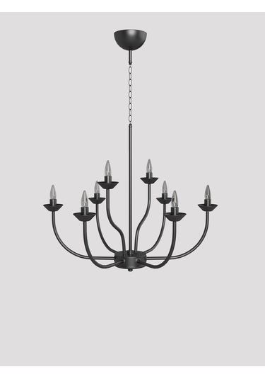 Valentıa Siyah 8 Kollu Klasik Avize E14 Duylu