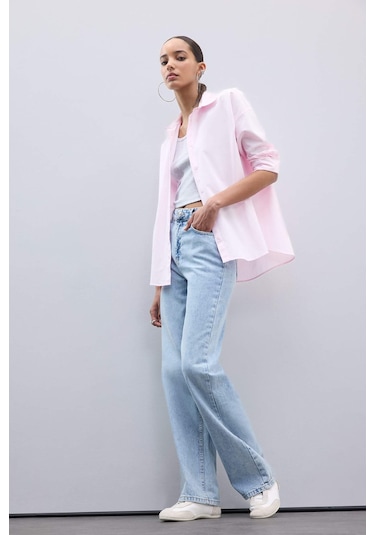 DeFacto Oversize Geniş Kalıp Basic Düz Oxford Uzun Kollu Gömlek C4597AX25SPPN633