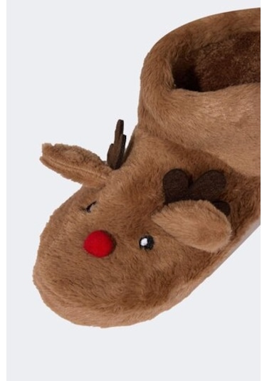 DeFacto Kız Çocuk Yılbaşı Temalı Düz Taban Ev Botu Y4305A624WNBN45