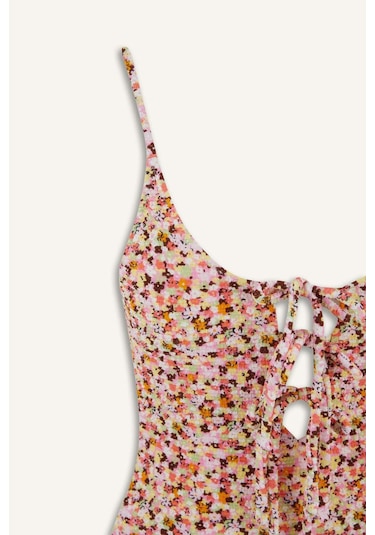 Defacto Regular Fit Çiçekli Bürümcük Askılı Mayo-fall İn Love E5208ax25smrd194 Kırmızı