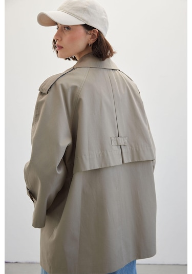 Oversıze Kısa Trençkot Çağla Çağla