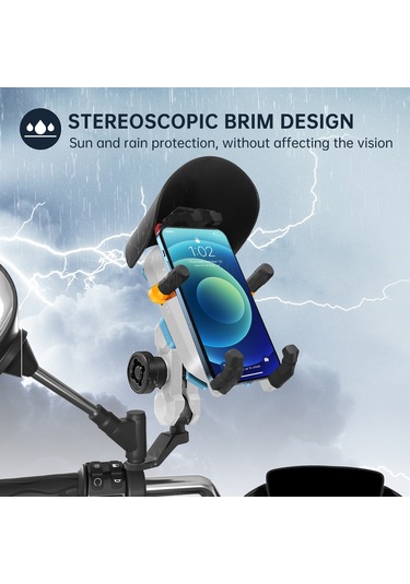 Wezone Motorsiklet Telefon Tutucu: Su Geçirmez, 360 Dönebilen, Hırsızlığa Karşı Koruma, 3.5-6.5 İnç Telefonlar İçin Siyah
