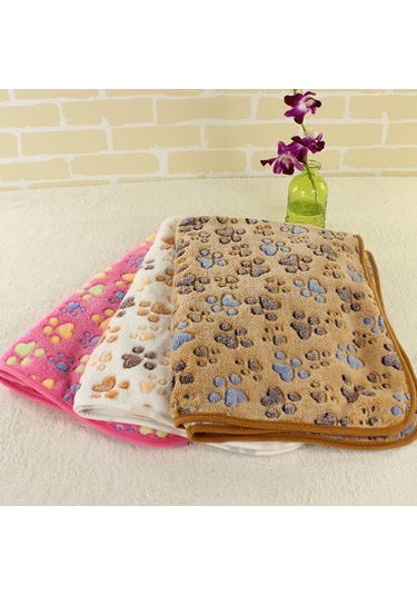 Geekyou Köpek Ve Kedi İçin Mükemmel Konfor: Koral Yün Peluş Battaniye, Beyaz Tırnak Desenli, 60x40 Cm S Boyutu - Evcil Hayvan Malzemesi