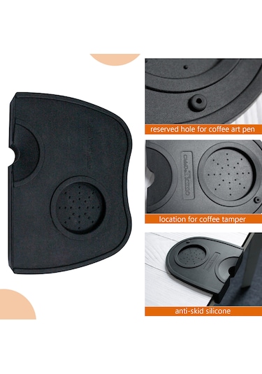 Padalink Kahve Tamper Matı Silikon Kaymaz Tutucu Masa Kenarı Koruması Profesyonel Barista İçin S Boyutu Siyah