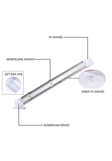 Cata 20w Yatay Led Bant Armatür Ct-2474 Beyaz Işık