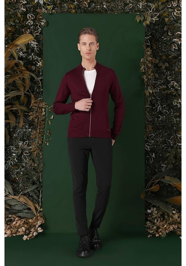 Tr 860 Slim Fit Bordo Klasik Triko Bordo