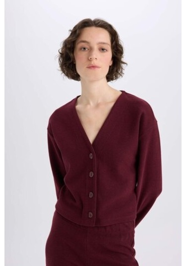 DeFacto 2'li Takım V Yaka Düğmeli Hırka Esnek Belli Geniş Paça Pantolon E9859AX24WNBR34