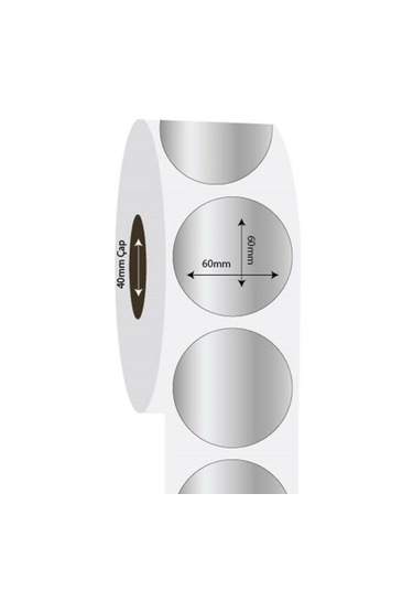 Aysan Etiket Boş Yapışkanlı Gümüş Metalize Barkod Etiketi 60mm Çap 1