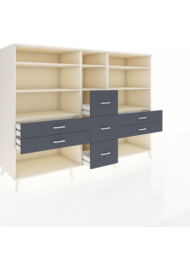 Kronos Dolap 8 Raflı 7 Çekmeceli 220x59x163 Aytaşı-aytaşı/antras Aytaşı-aytaşı/antrasit